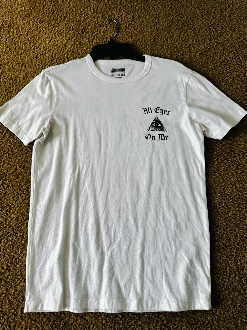 White Short Sleeve Tee with 'All Eyez On Me' Black Chest Graphic